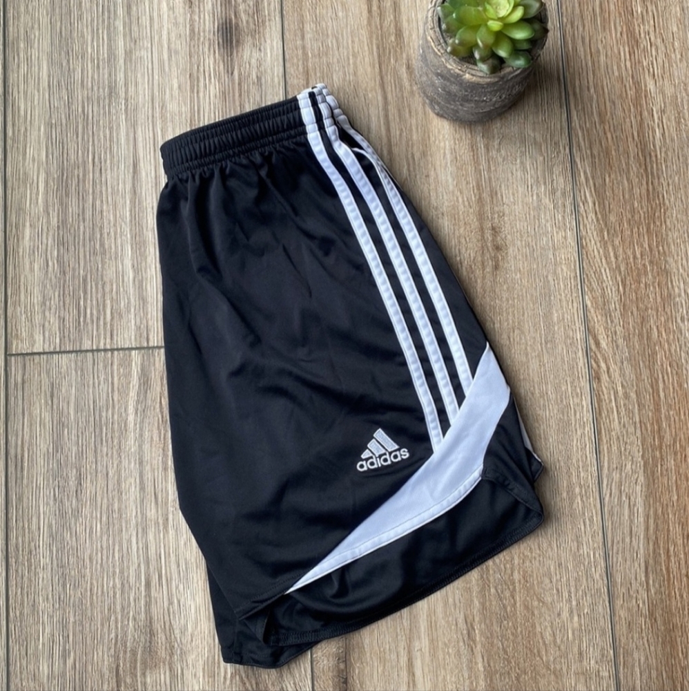Adidas black and white athletic shorts